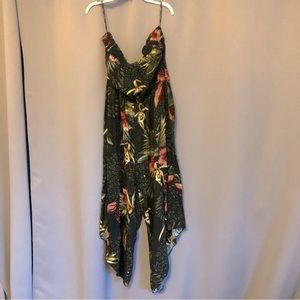 Women's strapless tropical jumpsuit, size 16